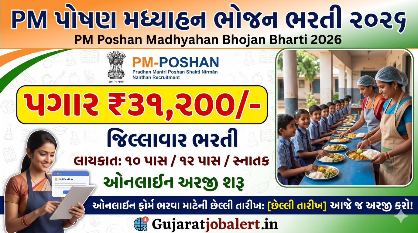 PM Poshan Madhyahan Bhojan Bharti 2026: પગાર ₹31,200