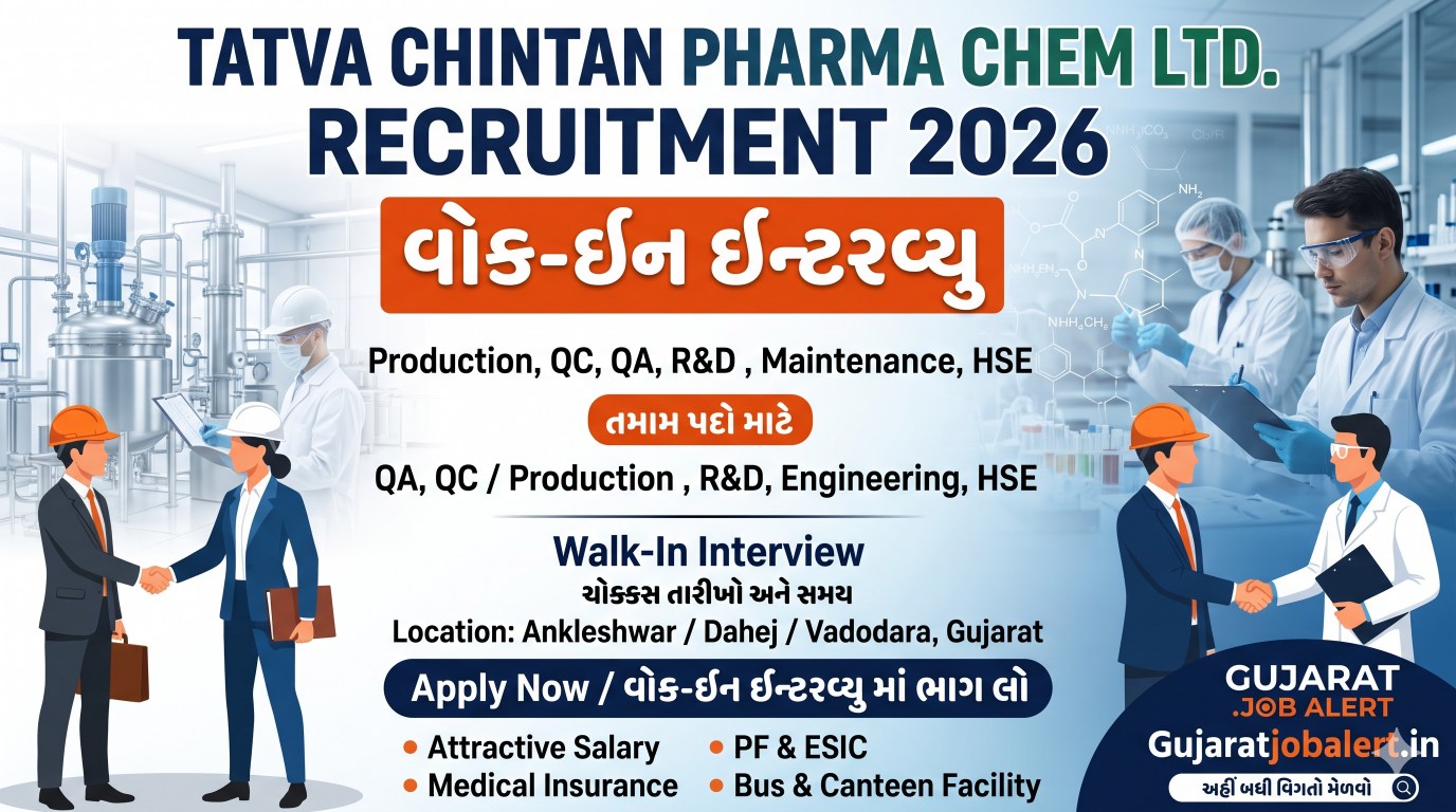 Tatva Chintan Pharma Chem Recruitment 2026: વોક-ઈન ઈન્ટરવ્યુ